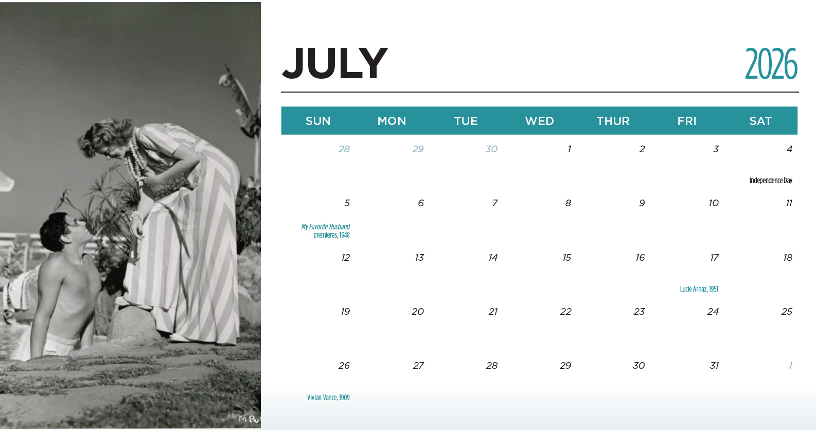 2026 Lucy Desi Museum Desk Calendar