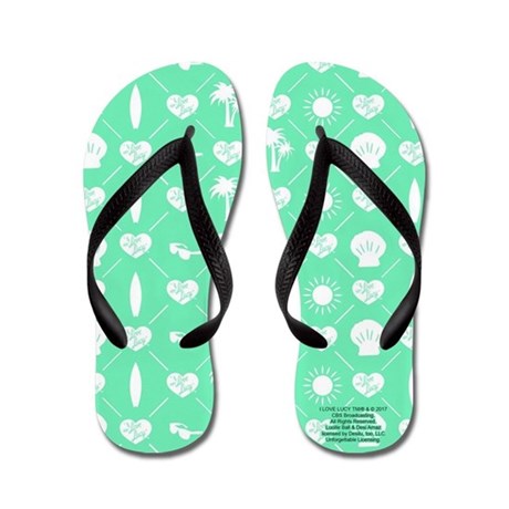 I Love Lucy: Teal Logo Print Women&#39;s Flip Flops